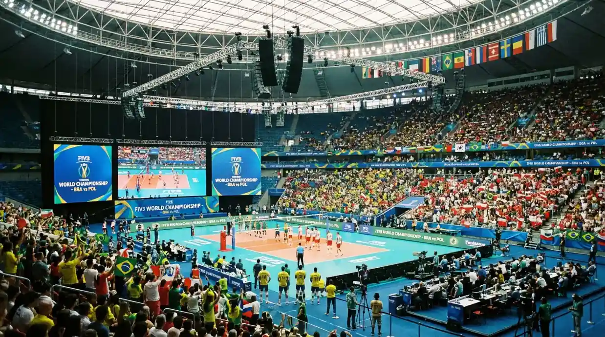 Pavilhao de voleibol internacional durante uma competicao FIVB